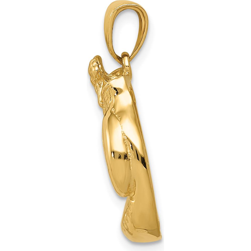 10K Yellow Gold Solid Polished Open-Backed Boxing Gloves Pendant