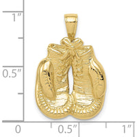 10K Yellow Gold Solid Polished Open-Backed Boxing Gloves Pendant