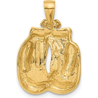 10K Yellow Gold Solid Polished Open-Backed Boxing Gloves Pendant