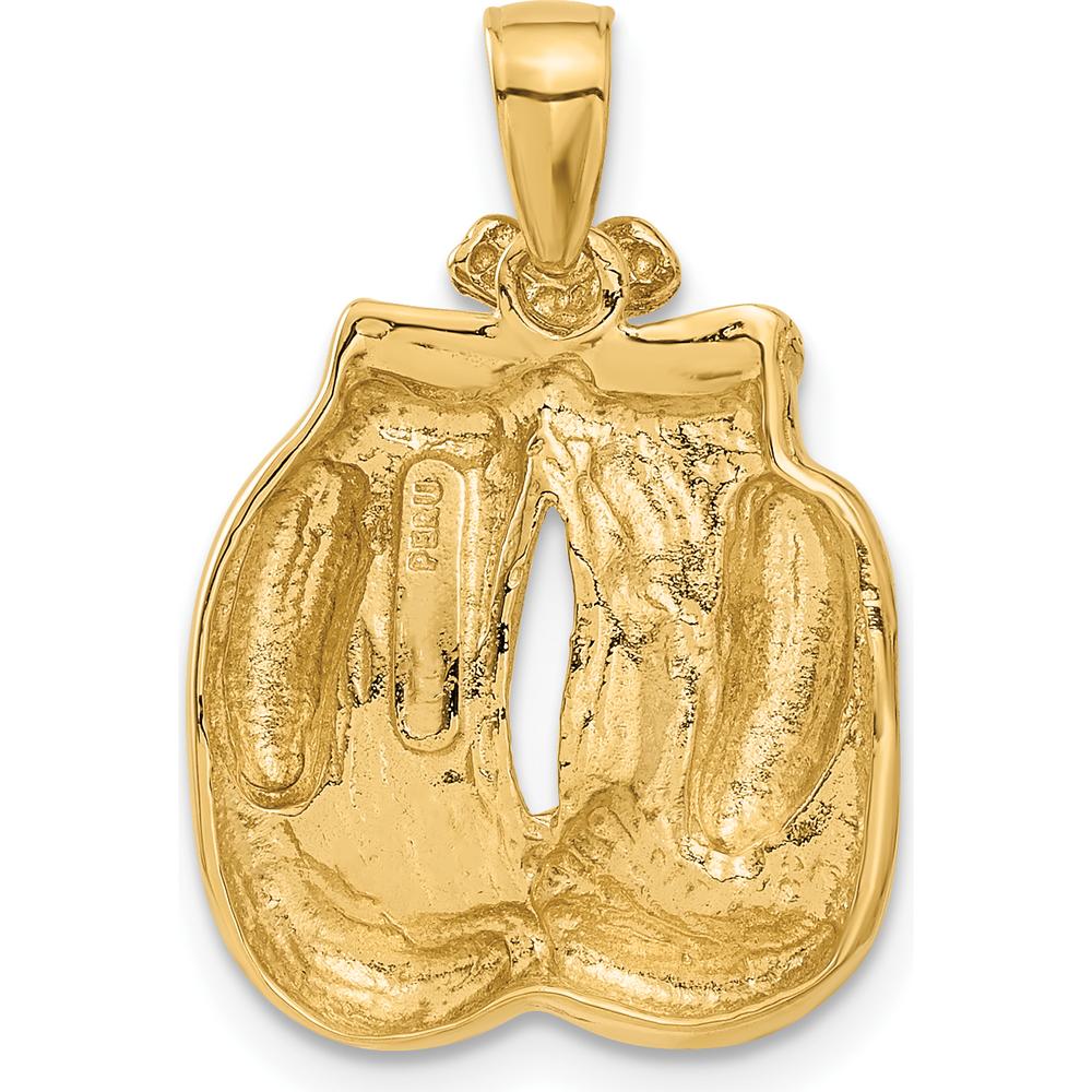 10K Yellow Gold Solid Polished Open-Backed Boxing Gloves Pendant