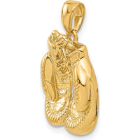10K Yellow Gold Solid Polished Open-Backed Boxing Gloves Pendant