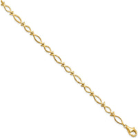 10K Yellow Gold Solid Polished Religious Ichthus Fish Bracelet - 7"" Length
