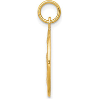 10K Yellow Gold Solid Satin Polished Baptism Disc Pendant Featuring Nativity Scene and Angel Embossing