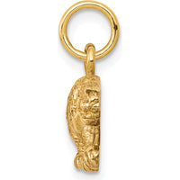 10K Yellow Gold Solid Satin Small Leopard Charm Pendant