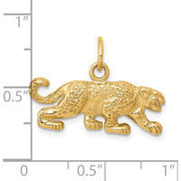 10K Yellow Gold Solid Satin Small Leopard Charm Pendant