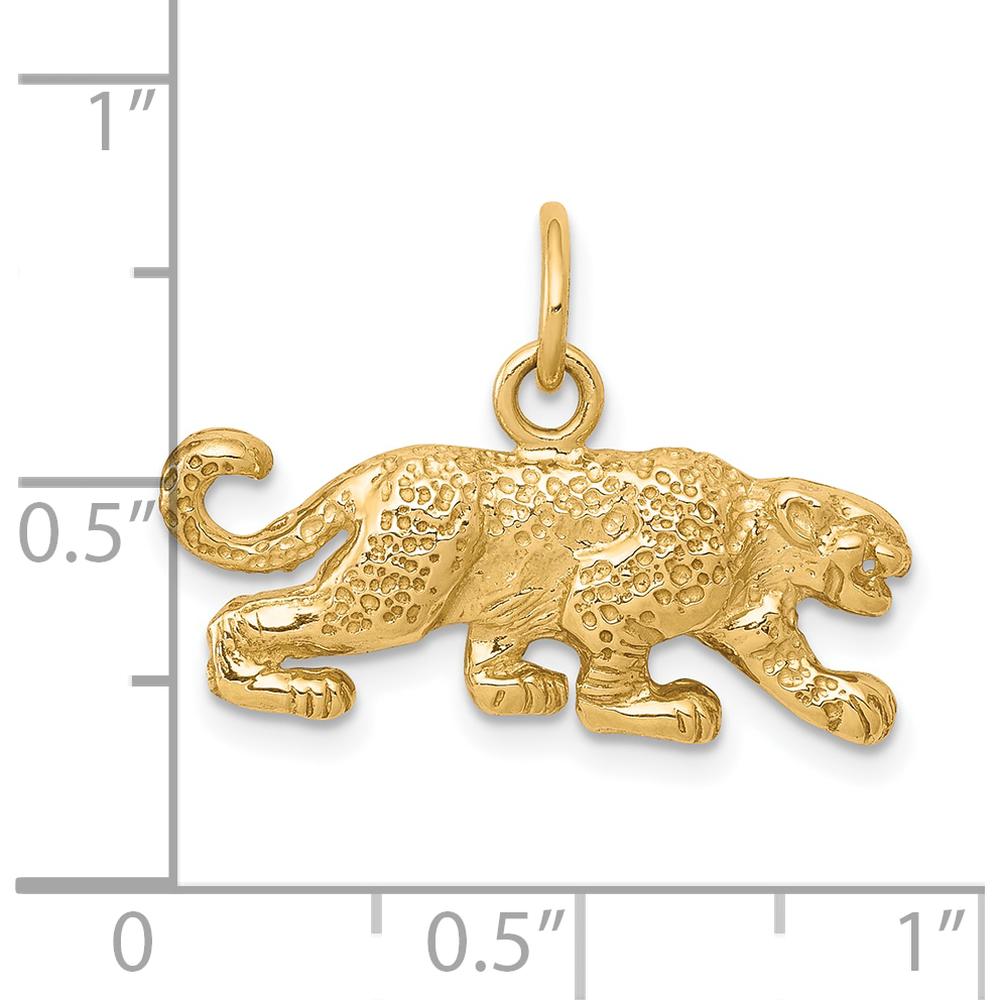 10K Yellow Gold Solid Satin Small Leopard Charm Pendant