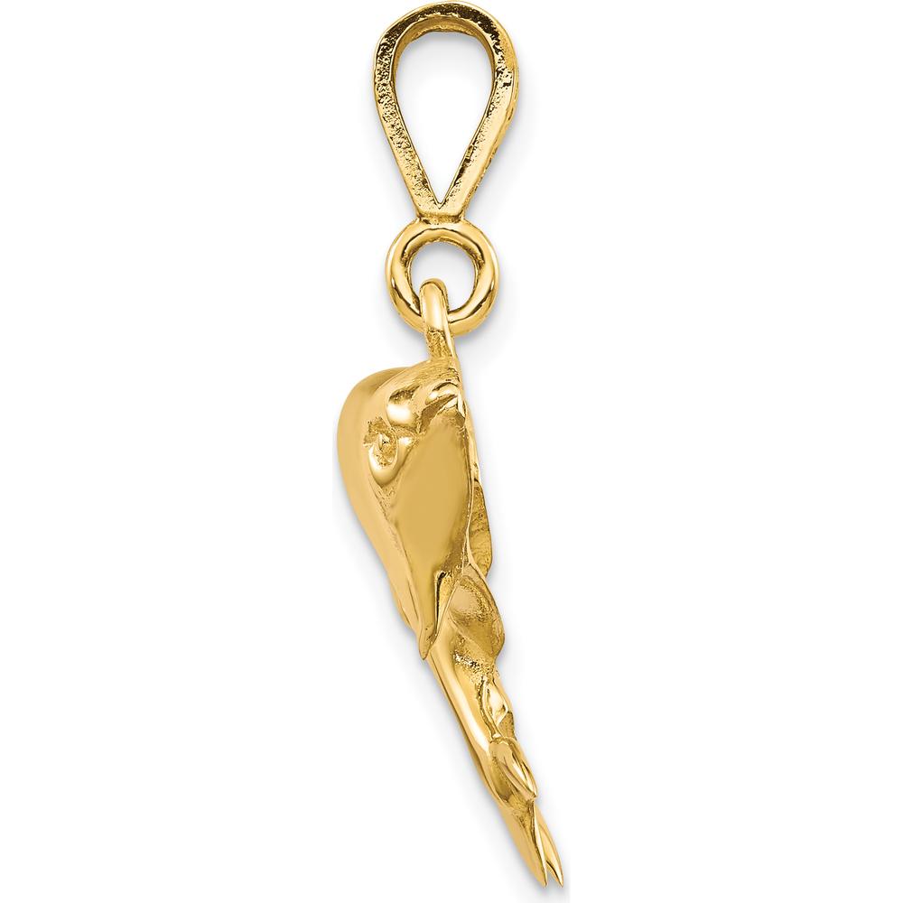 10K Yellow Gold Solid Twin Dolphins Heart-Shaped Pendant Charm