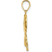 10K Yellow Gold Solid Weightlifter Charm with Polished Finish