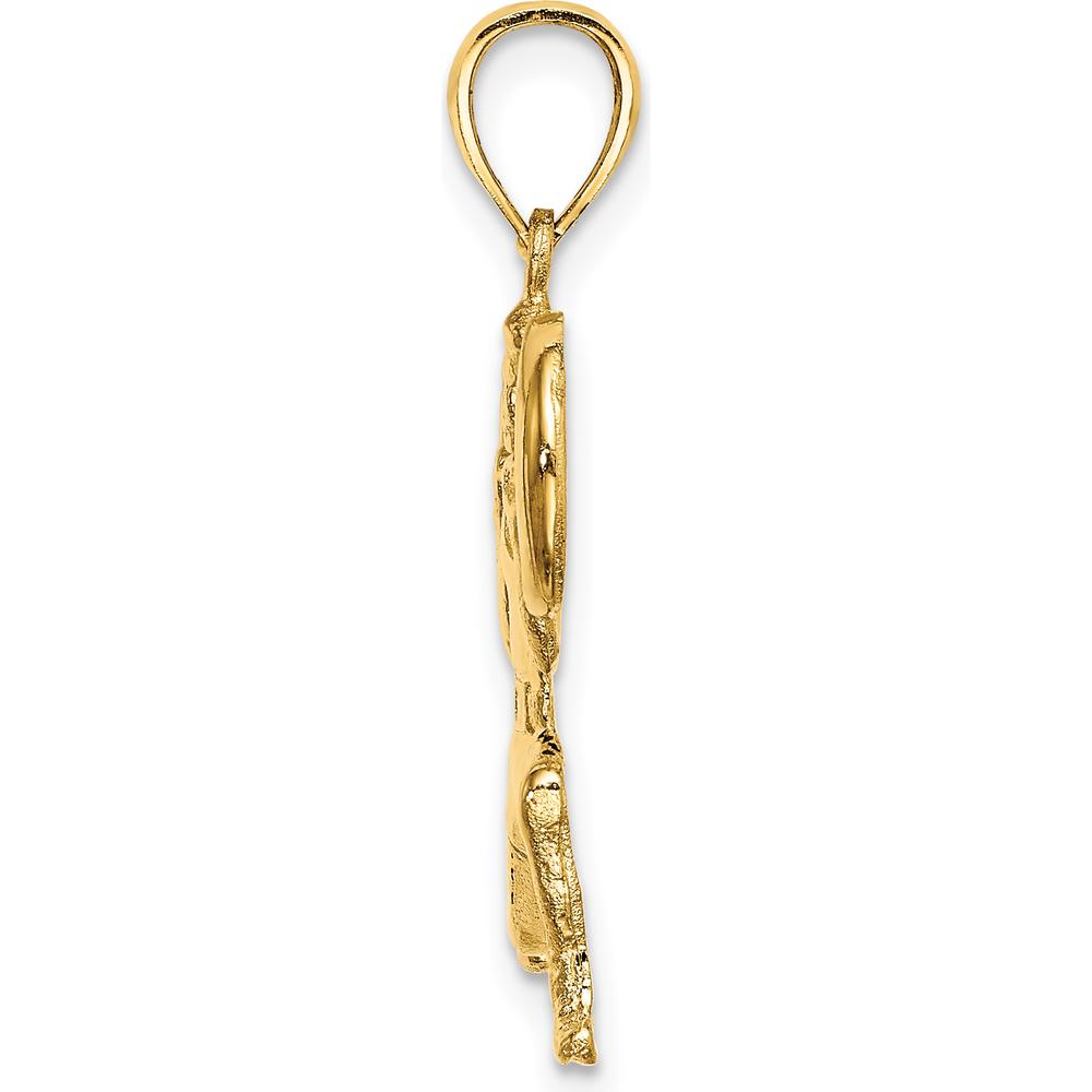 10K Yellow Gold Solid Weightlifter Charm with Polished Finish