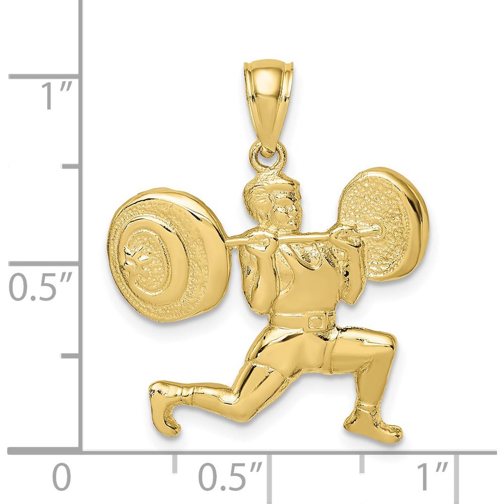 10K Yellow Gold Solid Weightlifter Charm with Polished Finish