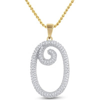 10K Yellow Gold Spiral "O" Initial Pendant with Prong-Set Round Diamonds - 0.20 Carat Total Diamond Weight