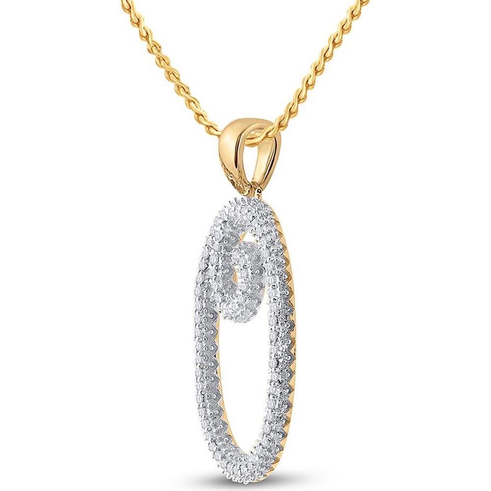 10K Yellow Gold Spiral "O" Initial Pendant with Prong-Set Round Diamonds - 0.20 Carat Total Diamond Weight