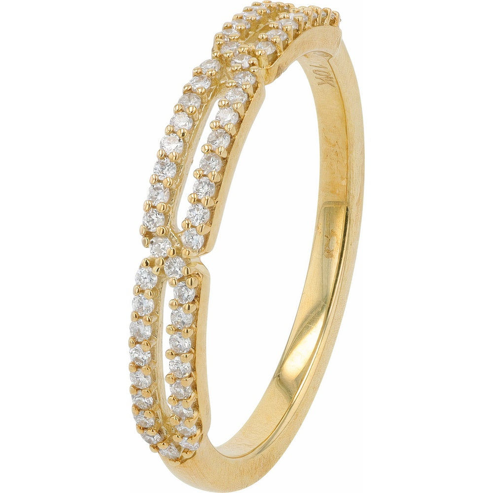 10K Yellow Gold Split Shank Band with Prong-Set Round Diamonds - 0.20 Carat Total Diamond Weight