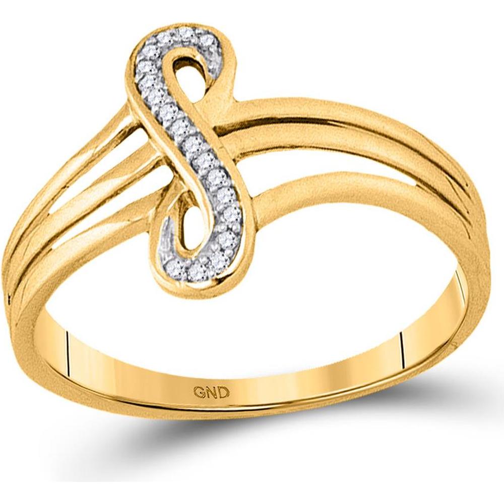 10K Yellow Gold Split Shank Vertical Infinity Ring with Prong-Set Round Diamonds - 1/20 Carat Total Diamond Weight