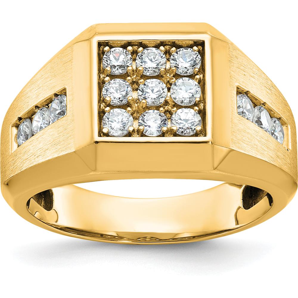 10K Yellow Gold Square Cluster Men's Ring with Rhodium Plating by IBGoodman
