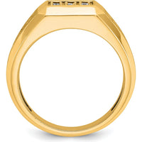 10K Yellow Gold Square Cluster Men's Ring with Rhodium Plating by IBGoodman