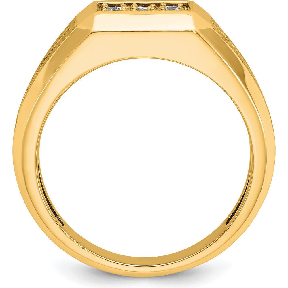 10K Yellow Gold Square Cluster Men's Ring with Rhodium Plating by IBGoodman