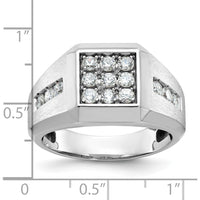 10K Yellow Gold Square Cluster Men's Ring with Rhodium Plating by IBGoodman