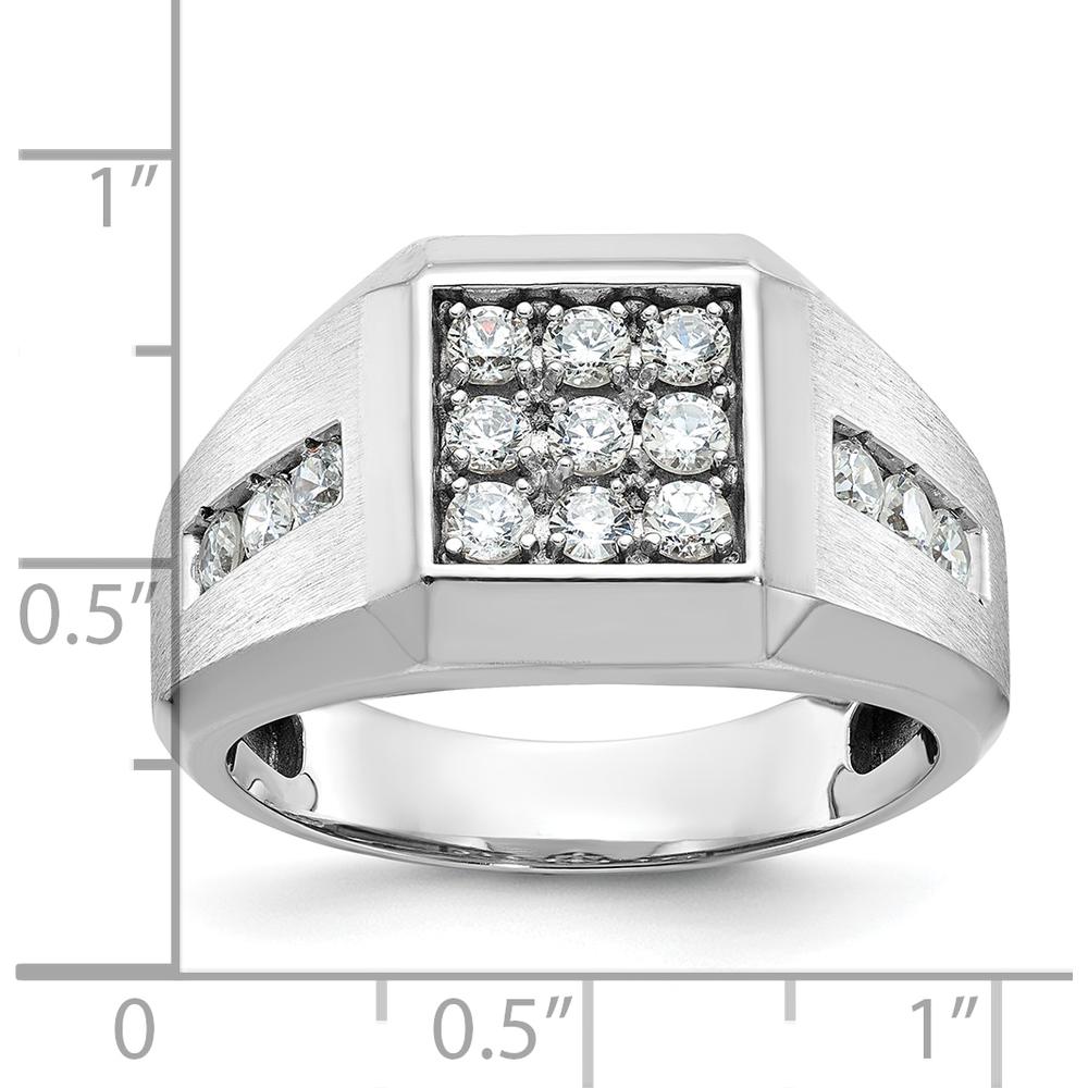 10K Yellow Gold Square Cluster Men's Ring with Rhodium Plating by IBGoodman