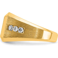 10K Yellow Gold Square Cluster Men's Ring with Rhodium Plating by IBGoodman