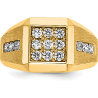 10K Yellow Gold Square Cluster Men's Ring with Rhodium Plating by IBGoodman