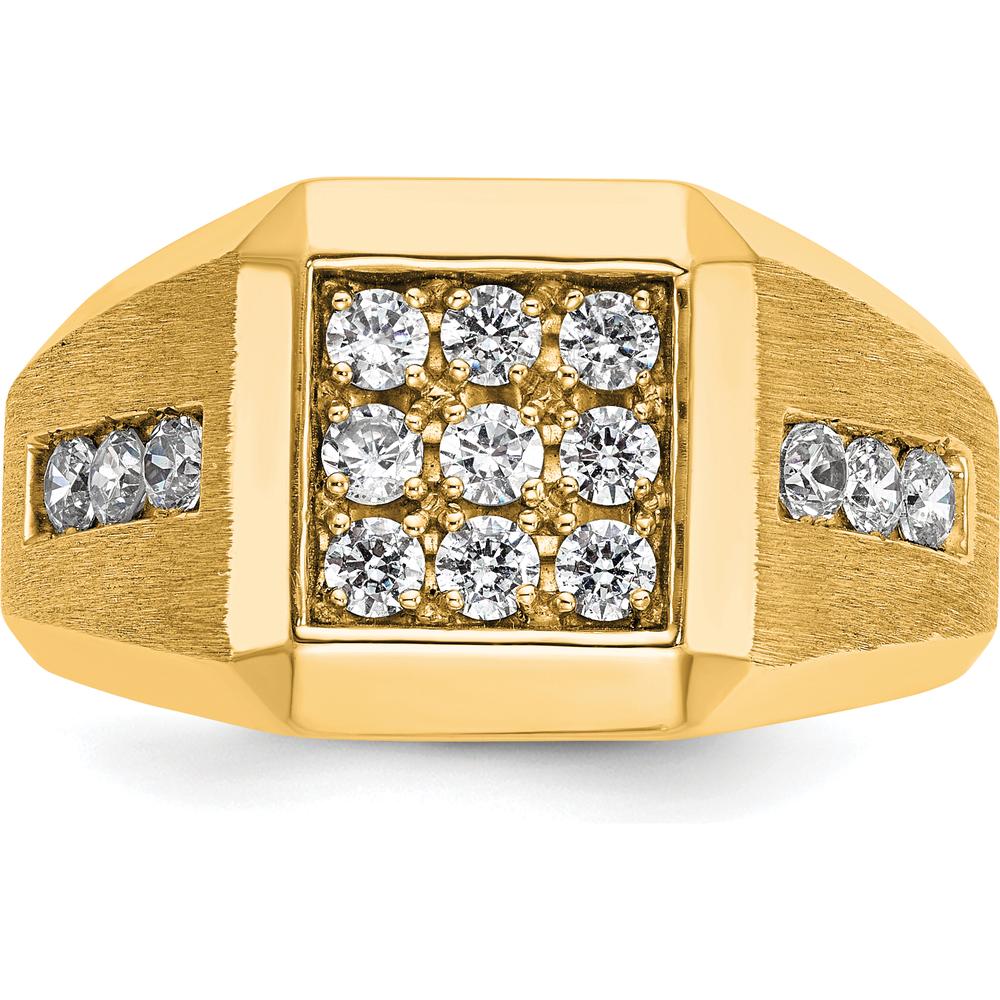 10K Yellow Gold Square Cluster Men's Ring with Rhodium Plating by IBGoodman