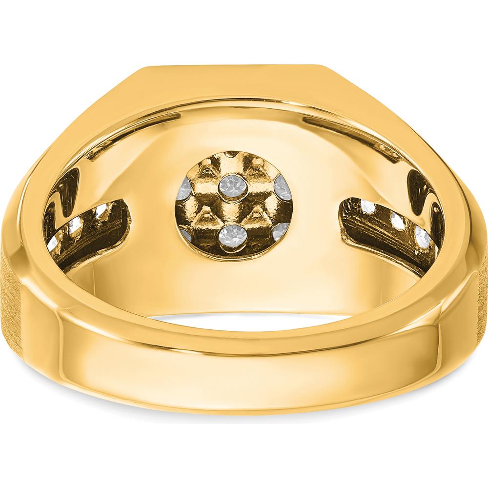 10K Yellow Gold Square Cluster Men's Ring with Rhodium Plating by IBGoodman