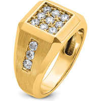 10K Yellow Gold Square Cluster Men's Ring with Rhodium Plating by IBGoodman