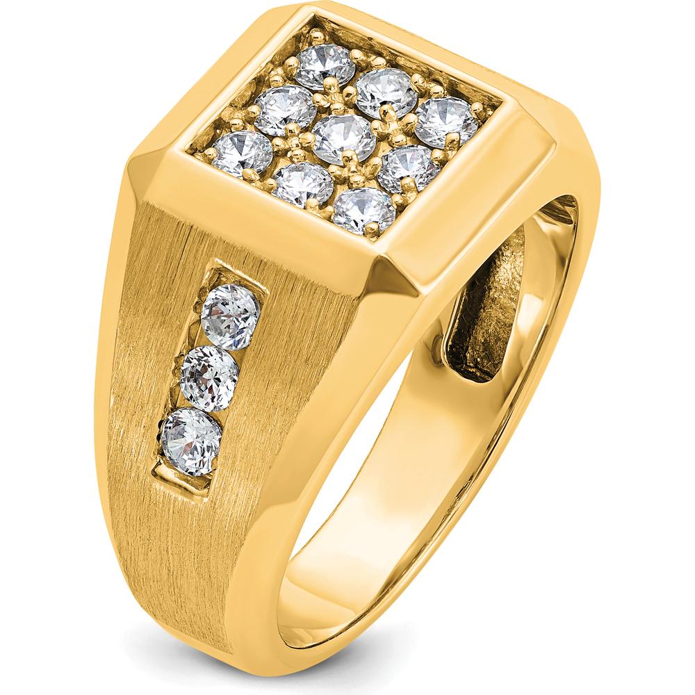 10K Yellow Gold Square Cluster Men's Ring with Rhodium Plating by IBGoodman