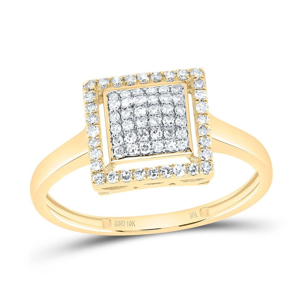 10K Yellow Gold Square Diamond Ring - 1/4 Carat Total Diamond Weight