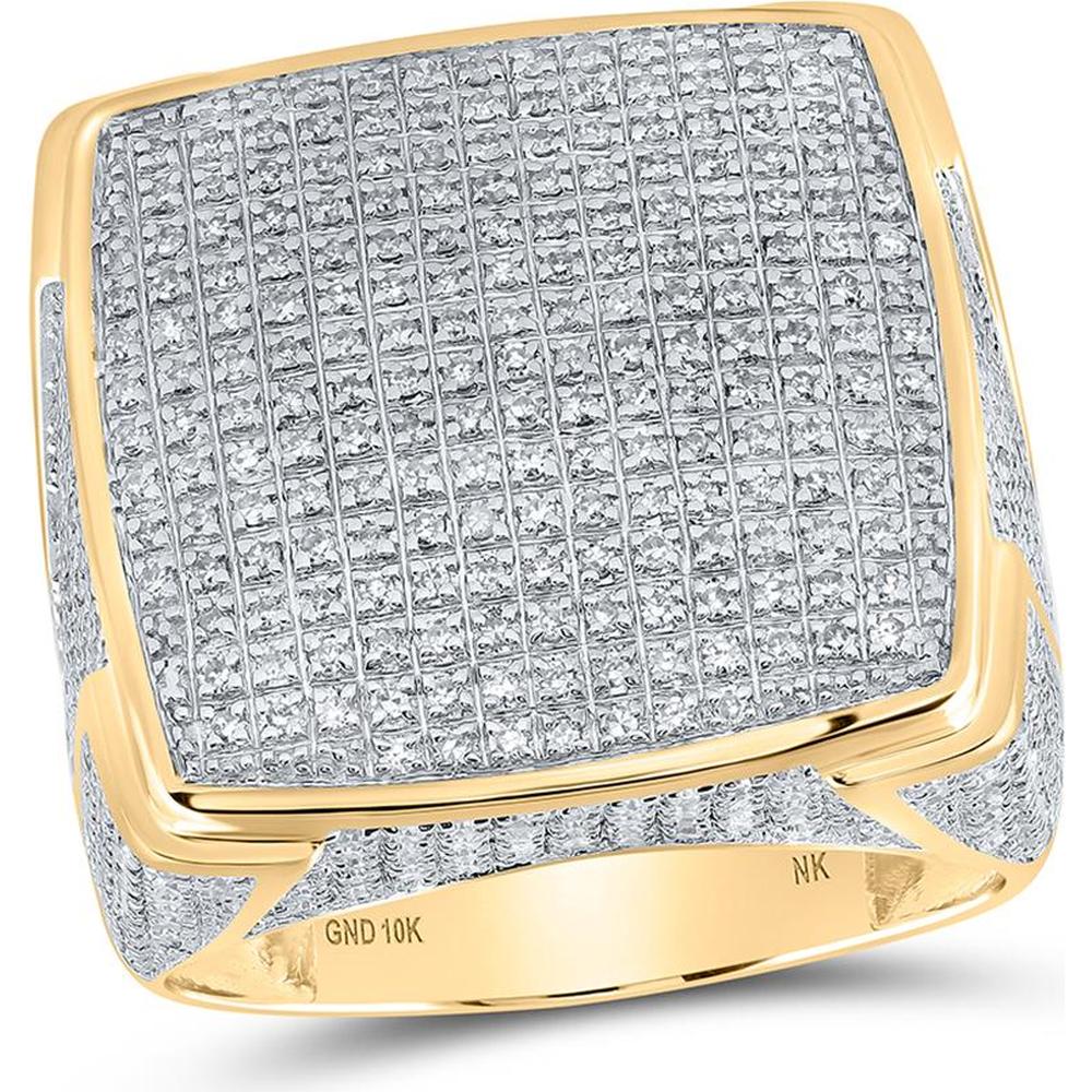 10K Yellow Gold Square Diamond Ring with 1.67 Carat Round Diamonds - 1-5/8 Carat Total Diamond Weight