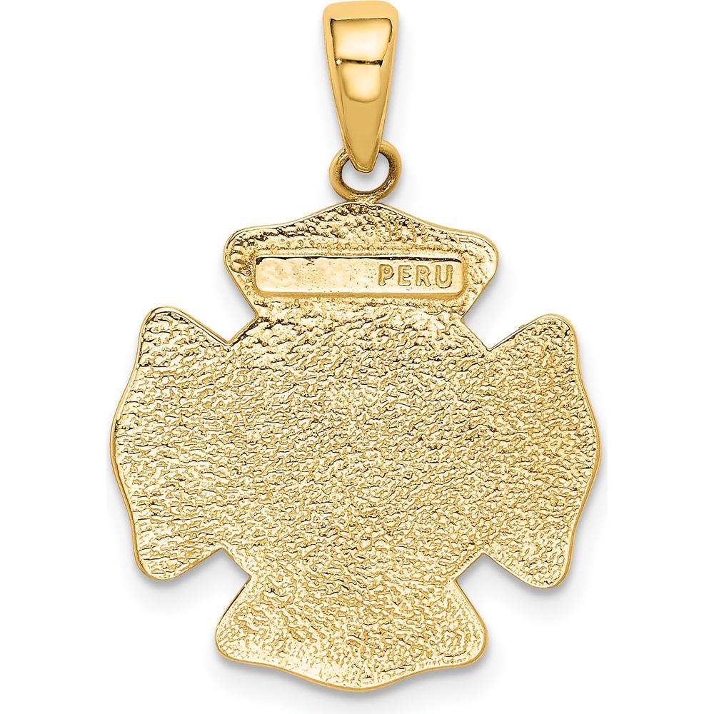 10K Yellow Gold St. Florian Fire Department Protector Pendant - Polished Finish