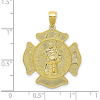 10K Yellow Gold St. Florian Protect Us Fire Department Pendant - 34mm Length, 23.5mm Width
