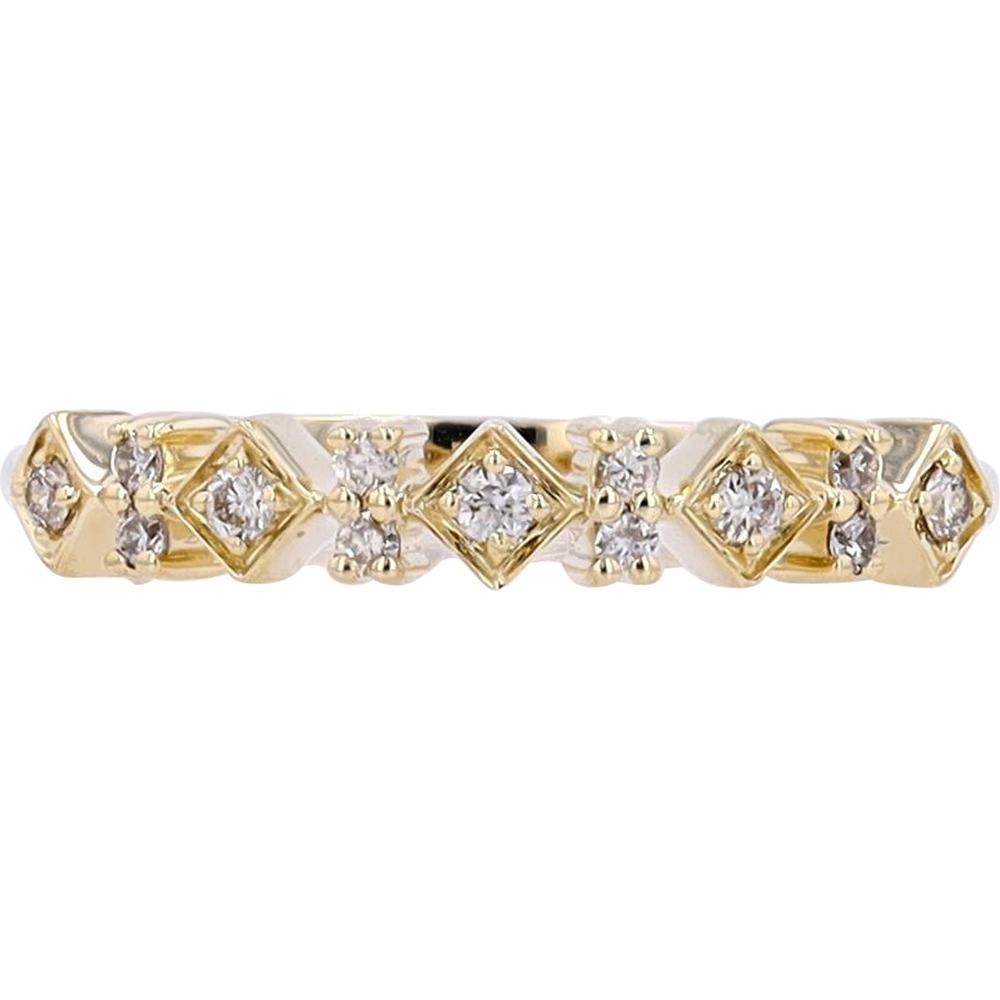 10K Yellow Gold Stackable Band with Round Diamonds - 0.14 Carats Total Diamond Weight