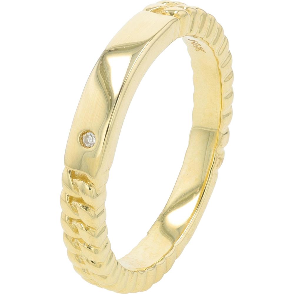 10K Yellow Gold Stackable Band with Single Round Diamond Accent - 0.01 Carat Total Diamond Weight