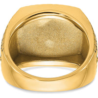 10K Yellow Gold Star Design Men's Ring with Diamond Accent and Black Enamel Finish by IBGoodman