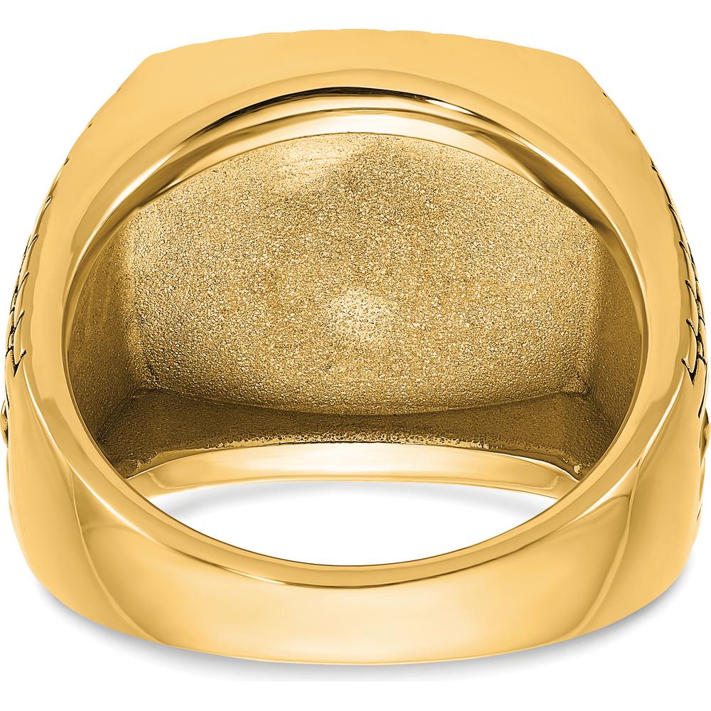 10K Yellow Gold Star Design Men's Ring with Diamond Accent and Black Enamel Finish by IBGoodman