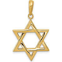 10K Yellow Gold Star of David Pendant - Polished Finish