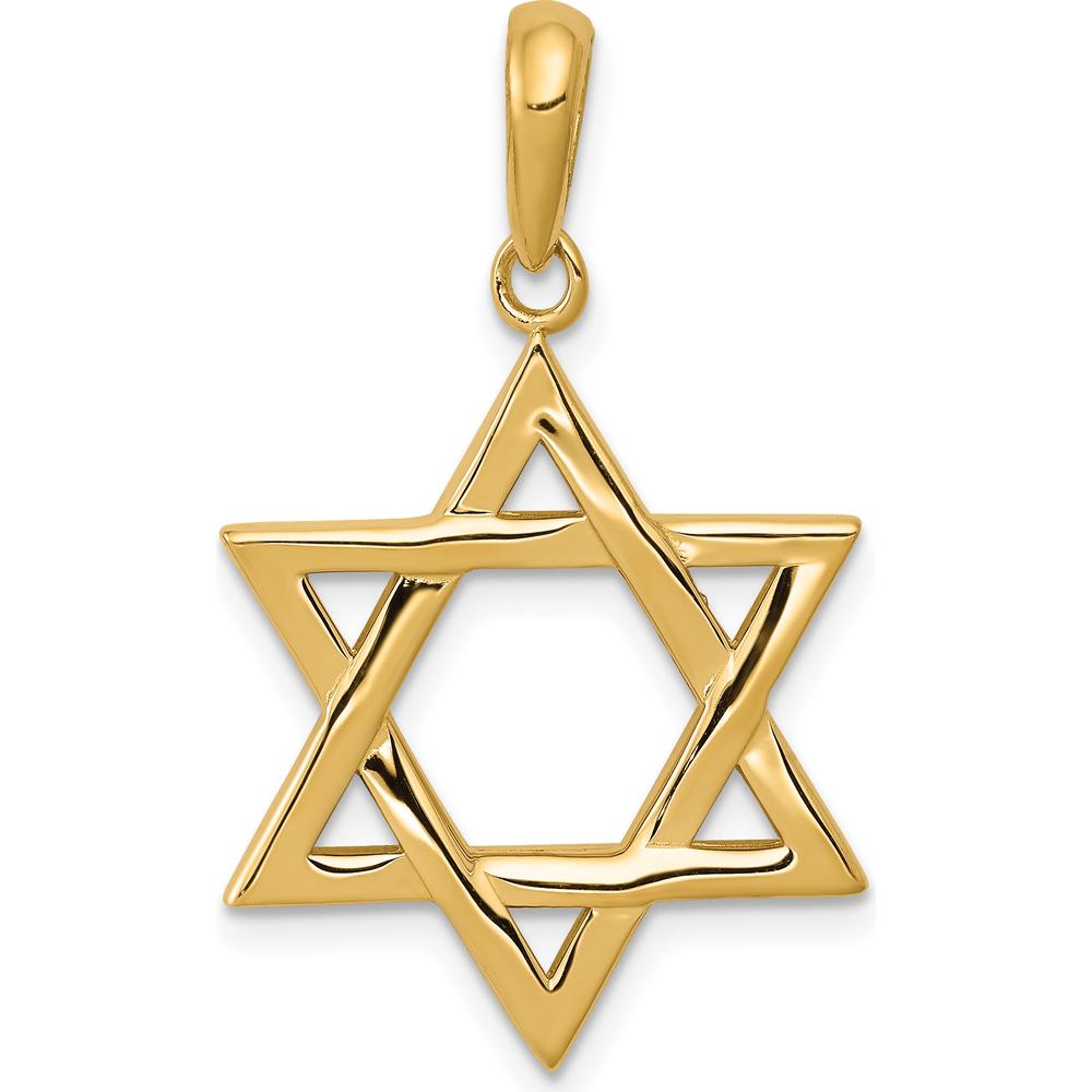 10K Yellow Gold Star of David Pendant - Polished Finish