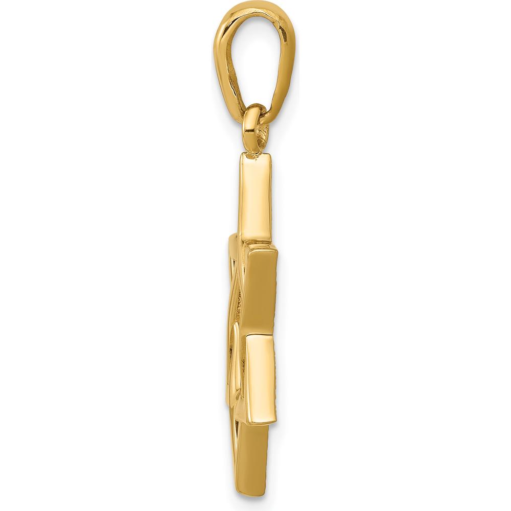 10K Yellow Gold Star of David Pendant - Polished Finish