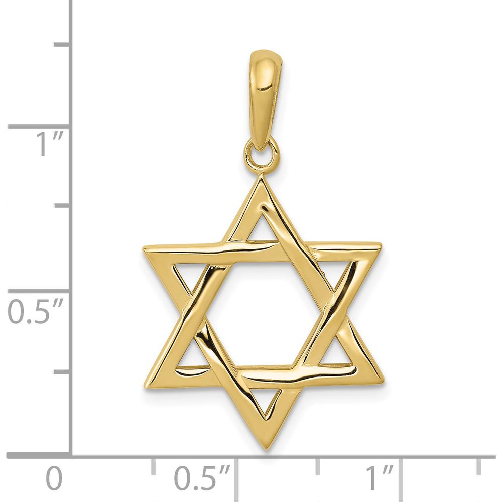 10K Yellow Gold Star of David Pendant - Polished Finish