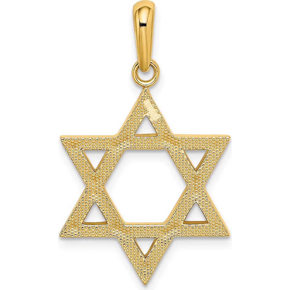 10K Yellow Gold Star of David Pendant - Polished Finish