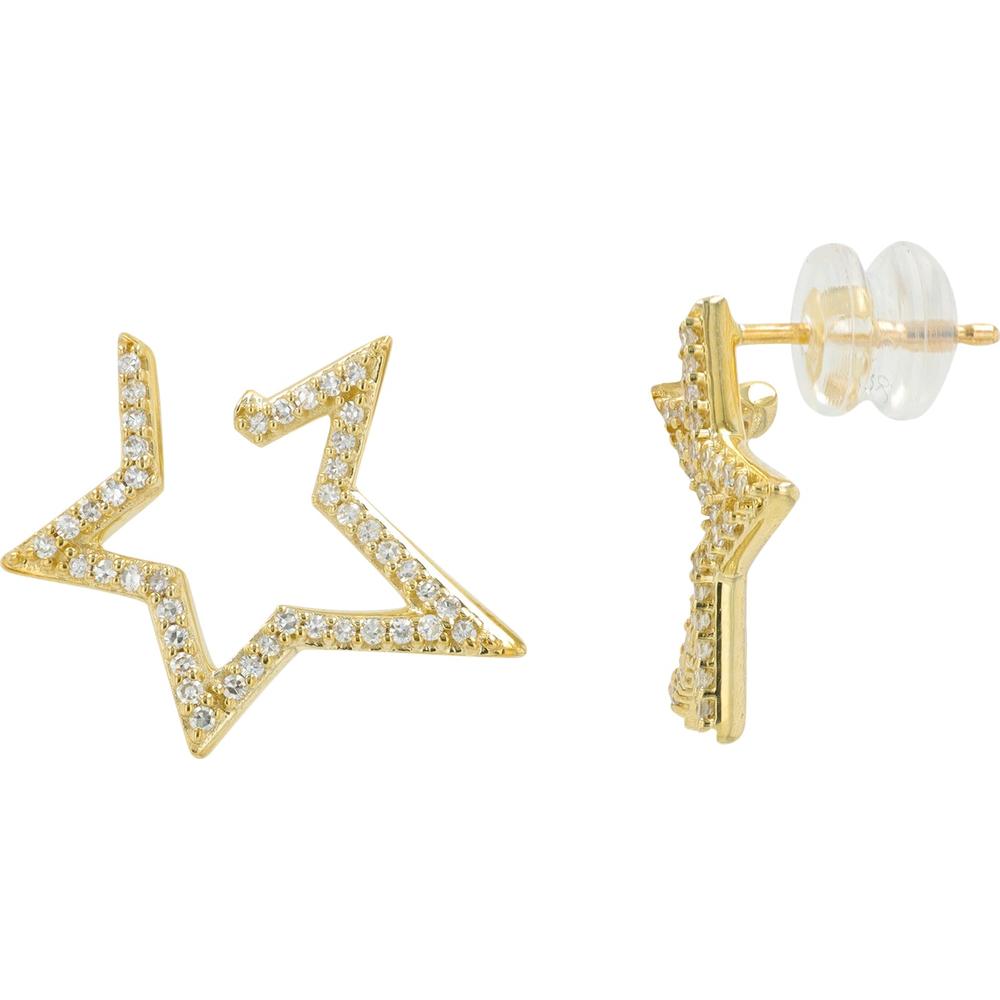 10K Yellow Gold Star - Shaped Diamond Stud Earrings - 0.25 Carat Total Diamond Weight