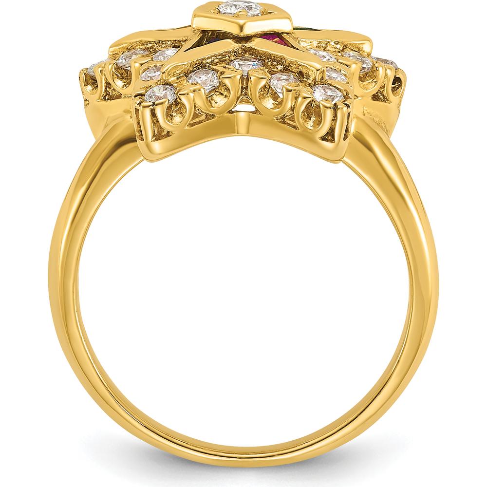 10K Yellow Gold Star Shaped Ring with Multi-Colored Gemstones and Diamond Accents by IBGoodman