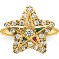 10K Yellow Gold Star Shaped Ring with Multi-Colored Gemstones and Diamond Accents by IBGoodman