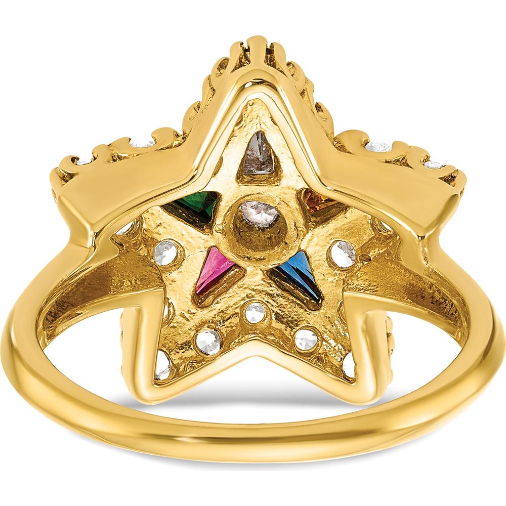 10K Yellow Gold Star Shaped Ring with Multi-Colored Gemstones and Diamond Accents by IBGoodman
