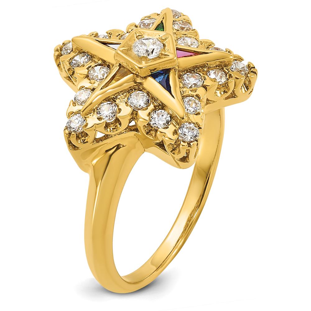 10K Yellow Gold Star Shaped Ring with Multi-Colored Gemstones and Diamond Accents by IBGoodman