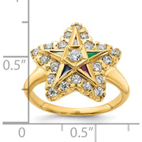 10K Yellow Gold Star Shaped Ring with Multi-Colored Gemstones and Diamond Accents by IBGoodman