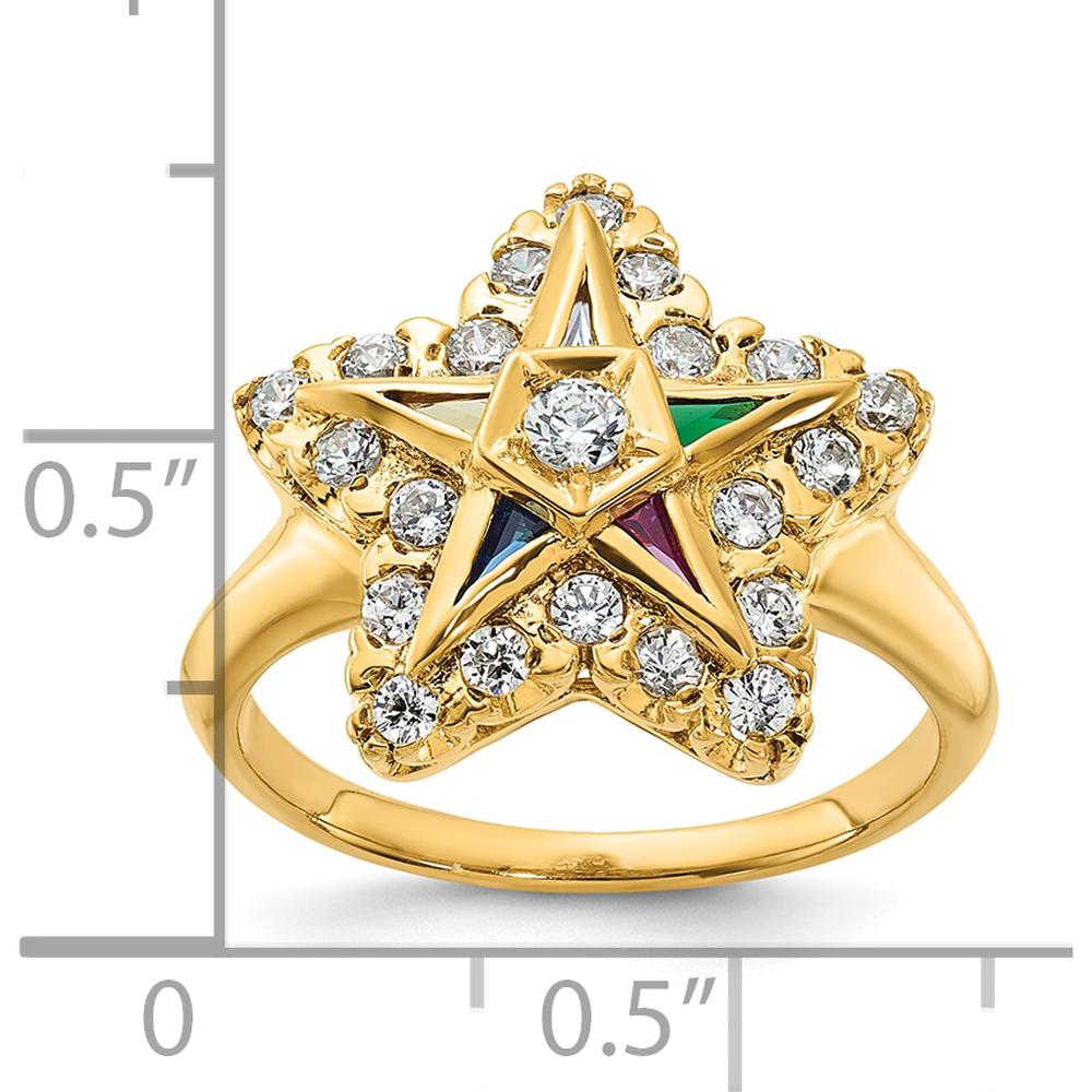 10K Yellow Gold Star Shaped Ring with Multi-Colored Gemstones and Diamond Accents by IBGoodman