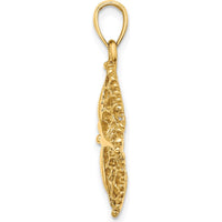 10K Yellow Gold Starfish Filigree Charm with Polished Finish - 26.8mm Length